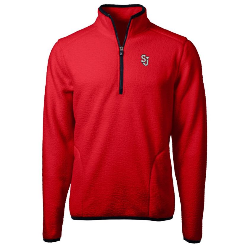 St. Johns Red Storm NCAA St. Johns Storm Team Logo Cascade Eco Sherpa Fleece Quarter-Zip Pullover Jacket