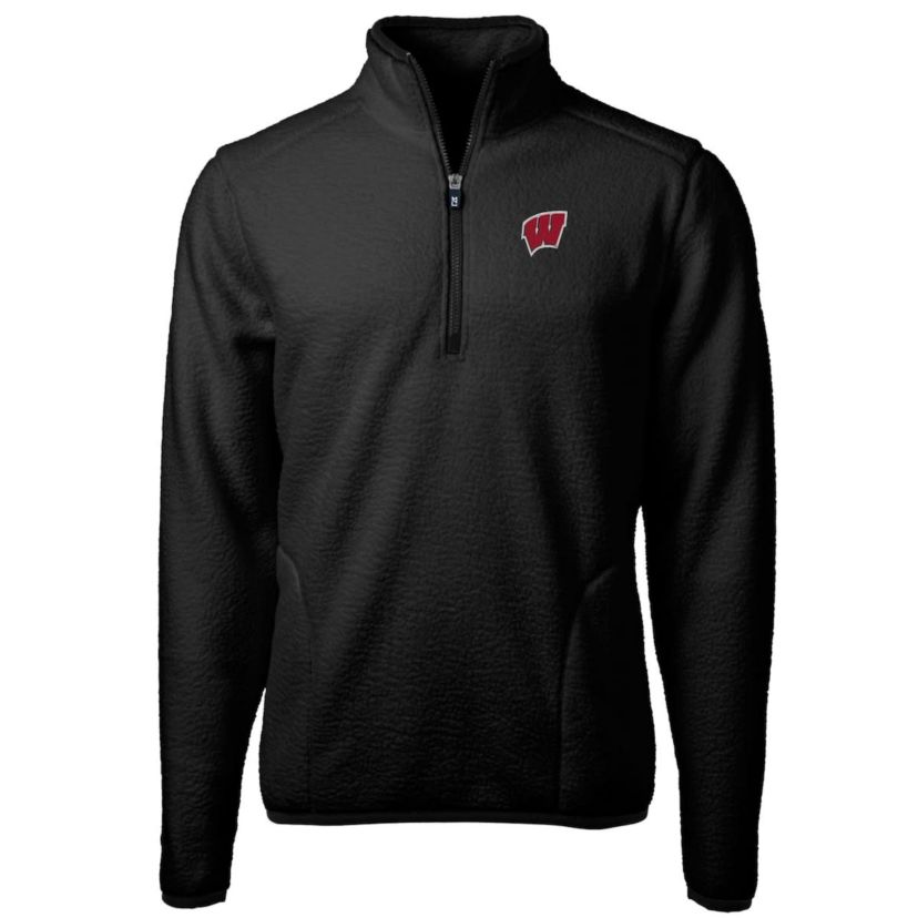 NCAA Wisconsin Badgers Team Logo Cascade Eco Sherpa Fleece Quarter-Zip Pullover Jacket