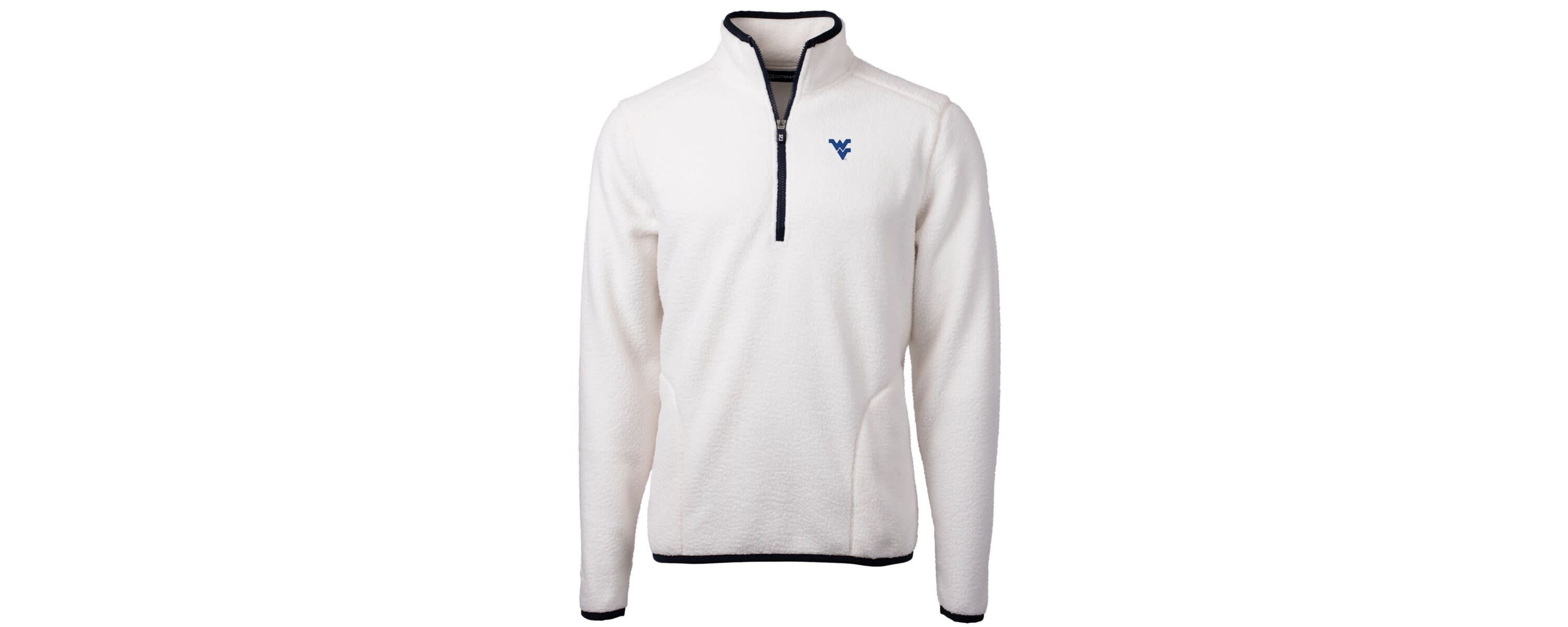 NCAA West Virginia Mountaineers Team Logo Cascade Eco Sherpa Fleece Quarter-Zip Pullover Jacket