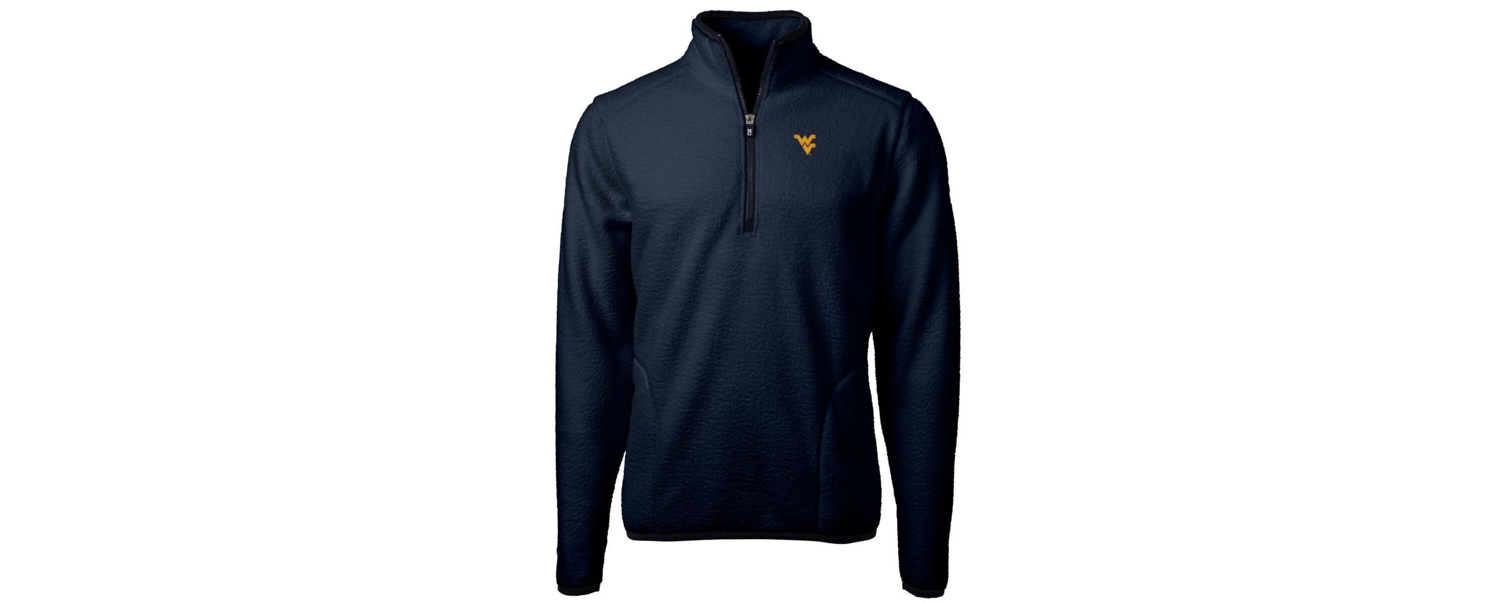 NCAA West Virginia Mountaineers Team Logo Cascade Eco Sherpa Fleece Quarter-Zip Pullover Jacket