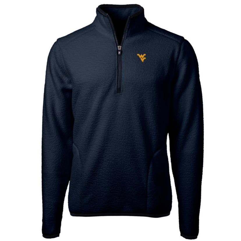 NCAA West Virginia Mountaineers Team Logo Cascade Eco Sherpa Fleece Quarter-Zip Pullover Jacket