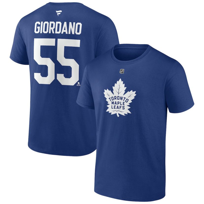 NHL Fanatics Mark Giordano Toronto Maple Leafs Authentic Stack Name & Number T-Shirt
