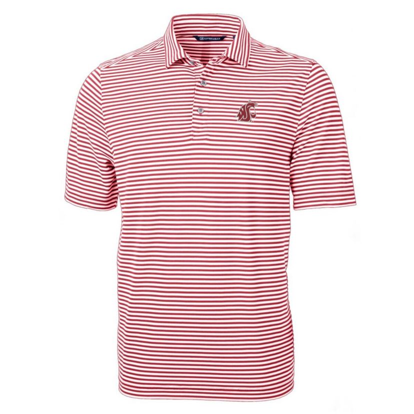 NCAA Washington State Cougars Virtue Eco Pique Stripe Recycled Polo