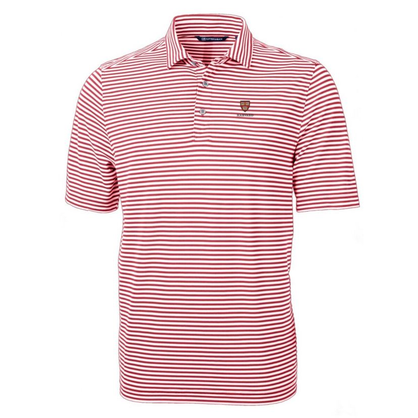 Harvard Crimson NCAA Harvard Virtue Eco Pique Stripe Recycled Polo