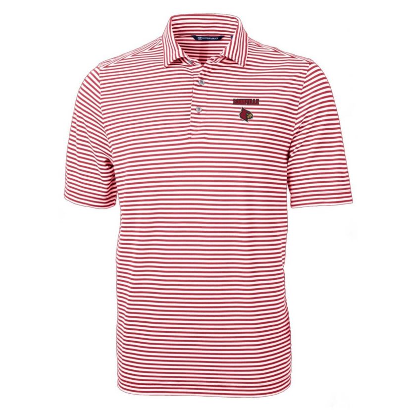 NCAA Louisville Cardinals Virtue Eco Pique Stripe Recycled Polo
