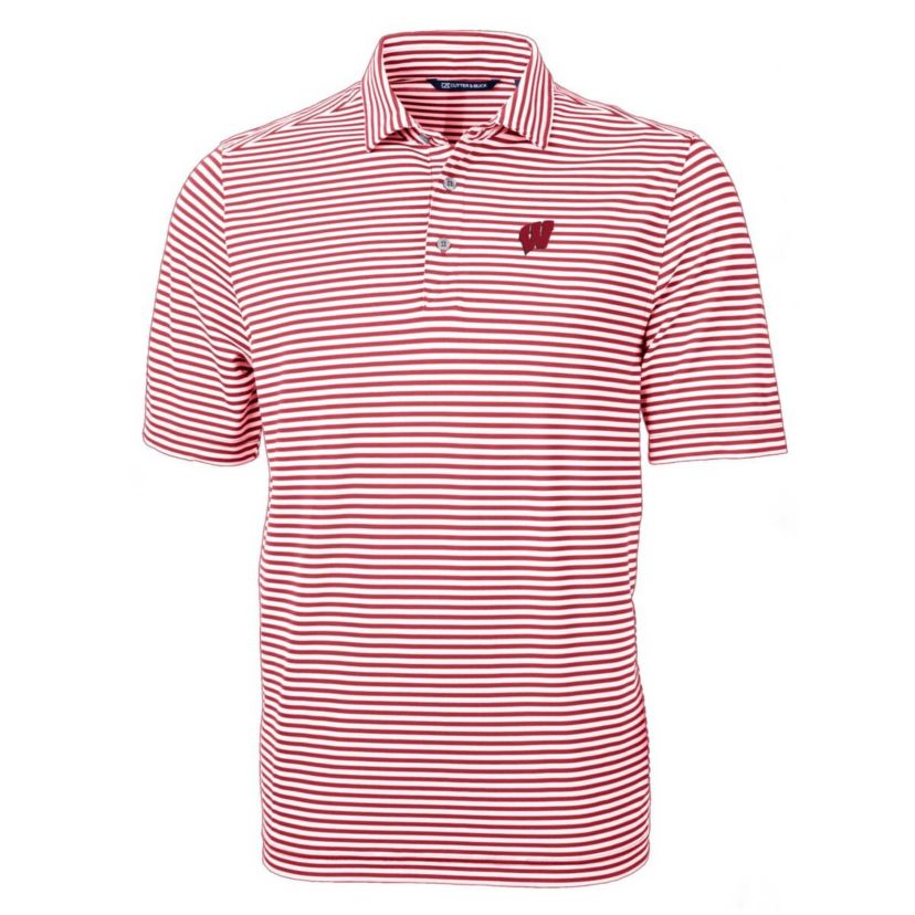 NCAA Wisconsin Badgers Virtue Eco Pique Stripe Recycled Polo