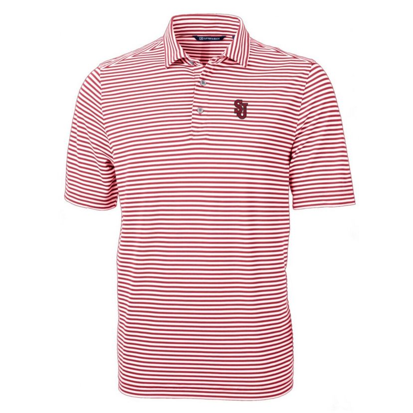 St. Johns Red Storm NCAA St. Johns Storm Virtue Eco Pique Stripe Recycled Polo