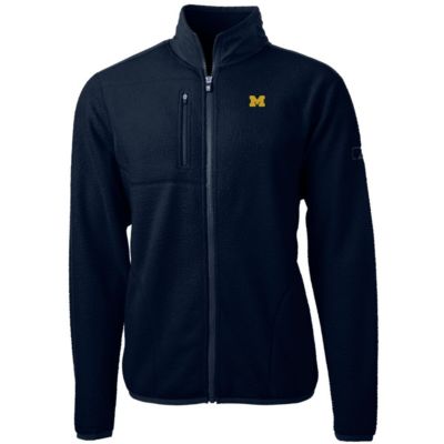 Cutter & Buck Men's NCAA Michigan Wolverines Team Logo Cascade Eco Sherpa Fleece Full-Zip Jacket, Navy Blue, X-Large -  0196372523305