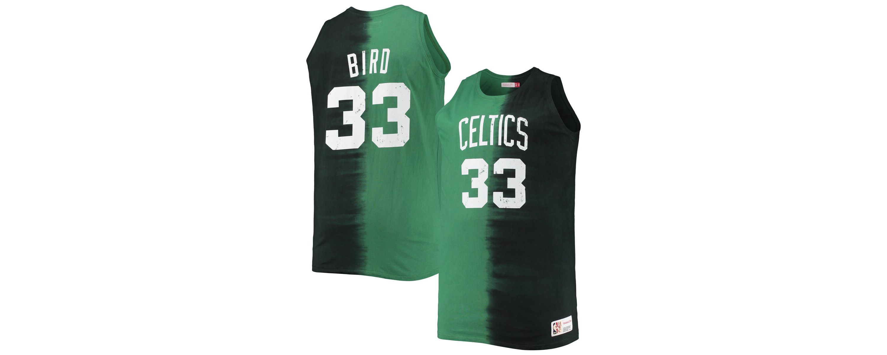 NBA Larry Bird Black/Kelly Boston Celtics Big & Tall Tie-Dye Player Tank Top