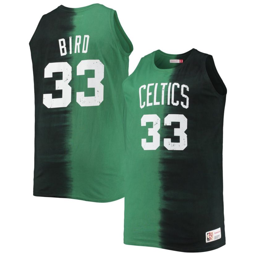 NBA Larry Bird Black/Kelly Boston Celtics Big & Tall Tie-Dye Player Tank Top