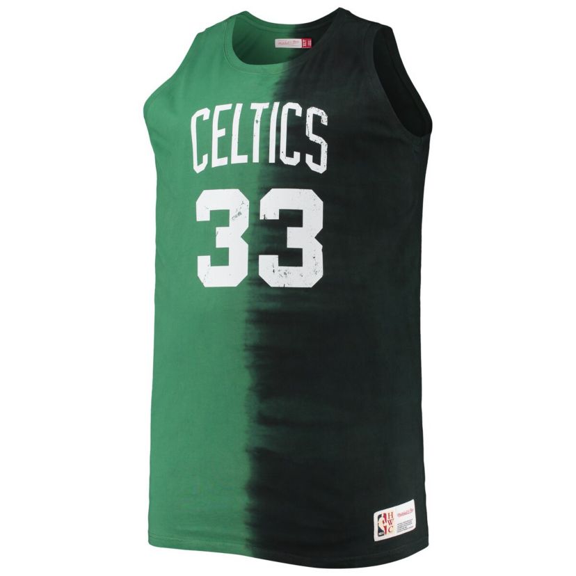 NBA Larry Bird Black/Kelly Boston Celtics Big & Tall Tie-Dye Player Tank Top