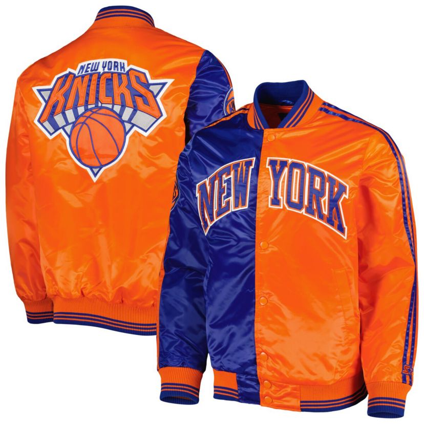 NBA Blue/Orange New York Knicks Fast Break Satin Full-Snap Jacket
