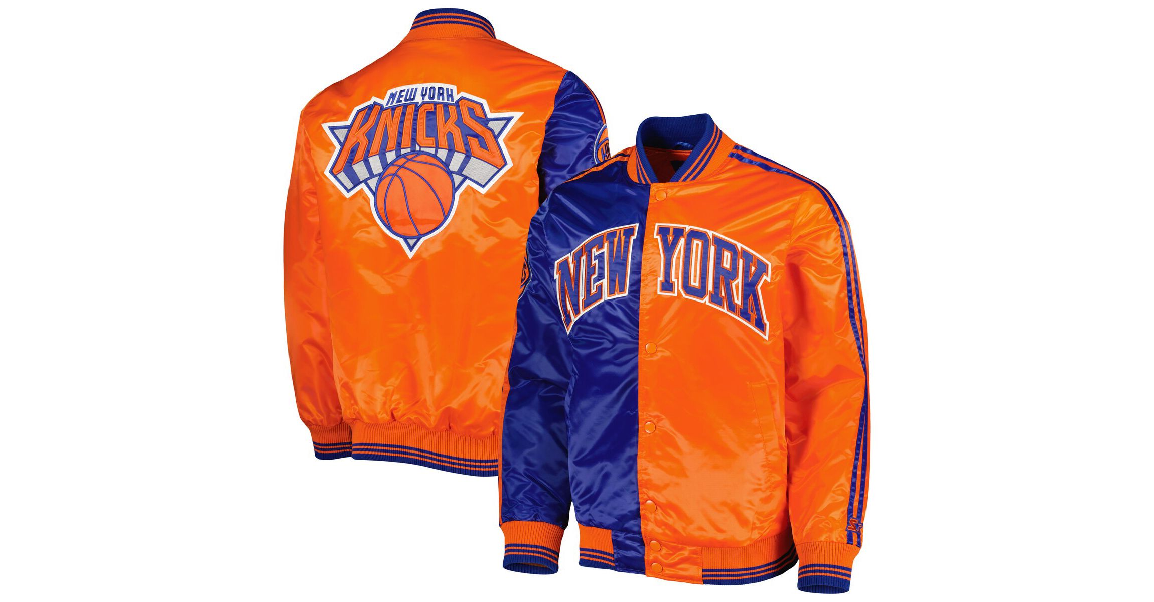 NBA Blue/Orange New York Knicks Fast Break Satin Full-Snap Jacket