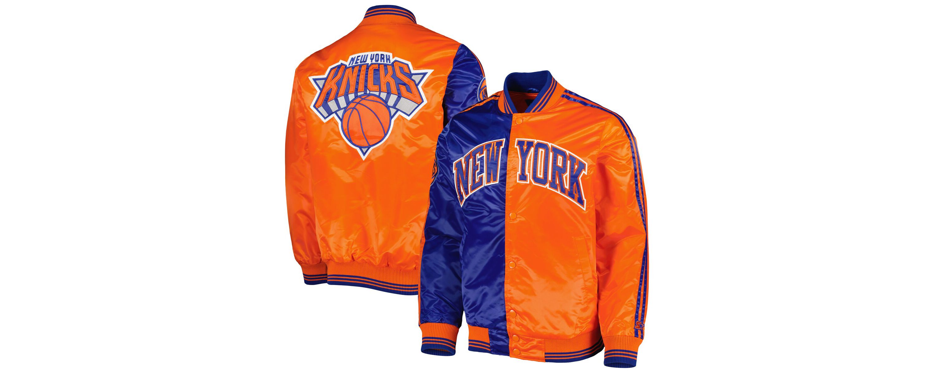 NBA Blue/Orange New York Knicks Fast Break Satin Full-Snap Jacket