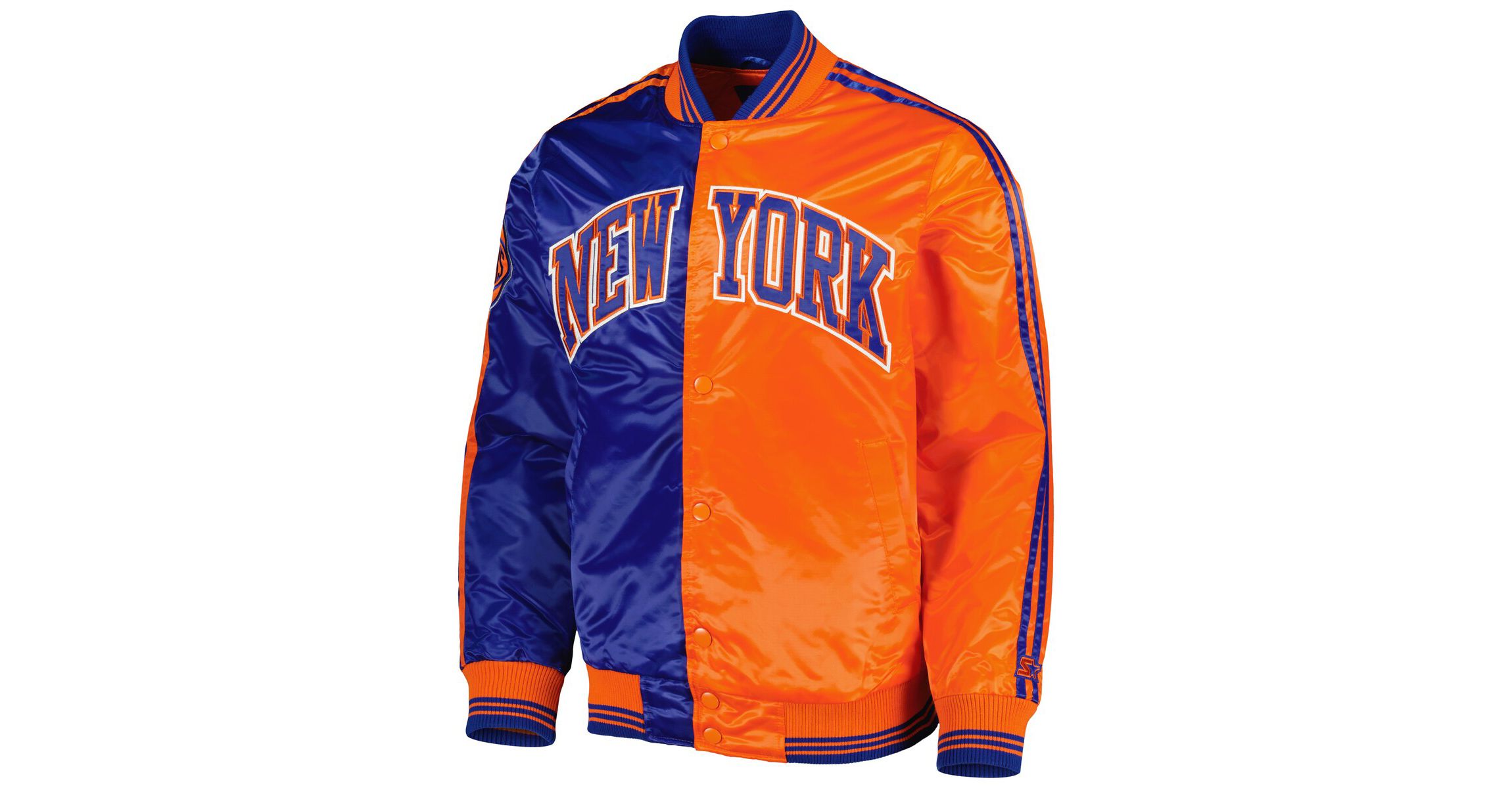 NBA Blue/Orange New York Knicks Fast Break Satin Full-Snap Jacket