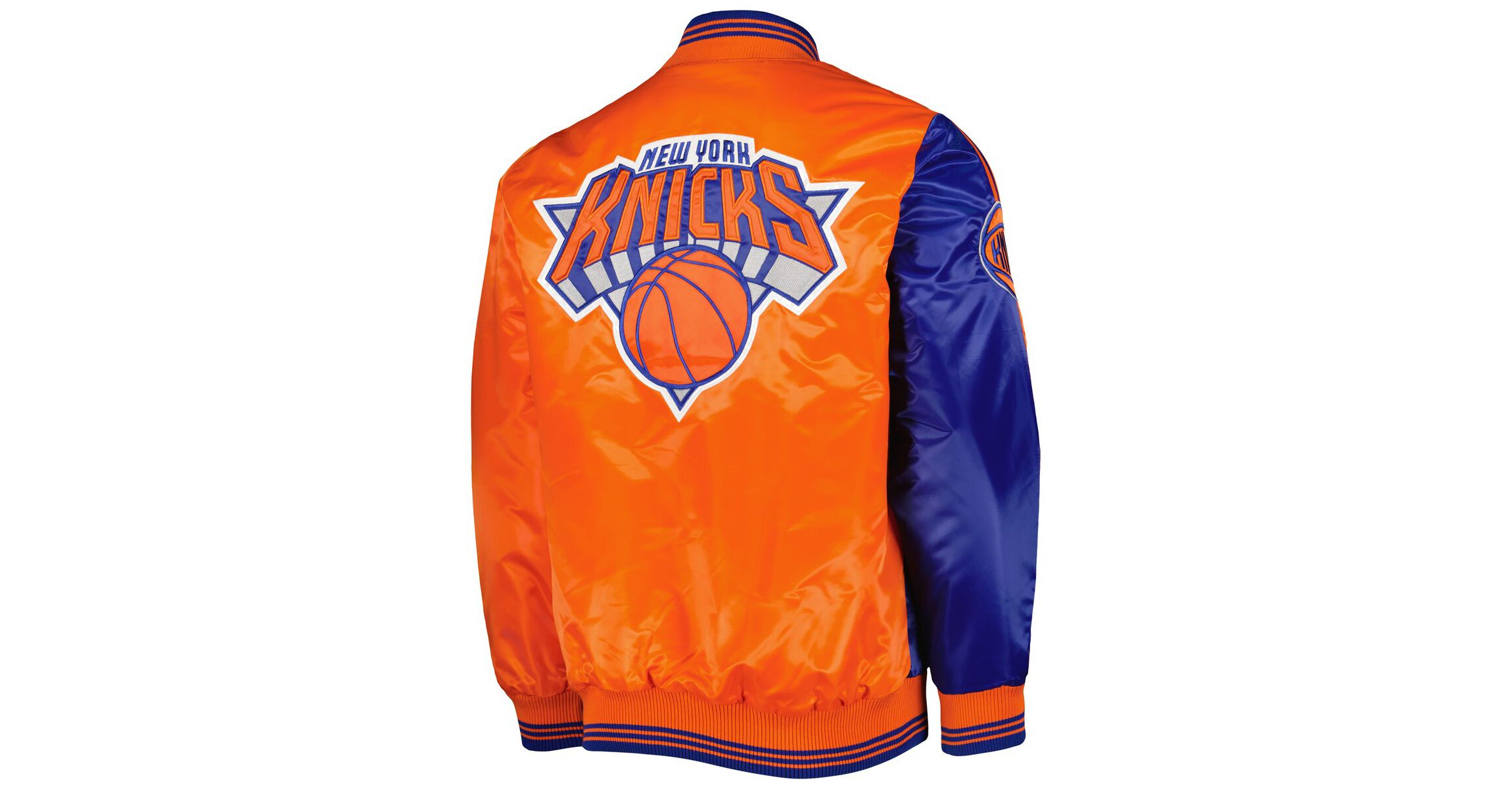 NBA Blue/Orange New York Knicks Fast Break Satin Full-Snap Jacket