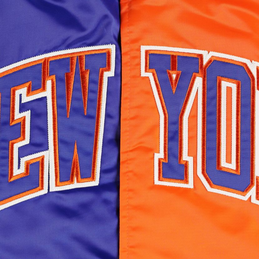 NBA Blue/Orange New York Knicks Fast Break Satin Full-Snap Jacket