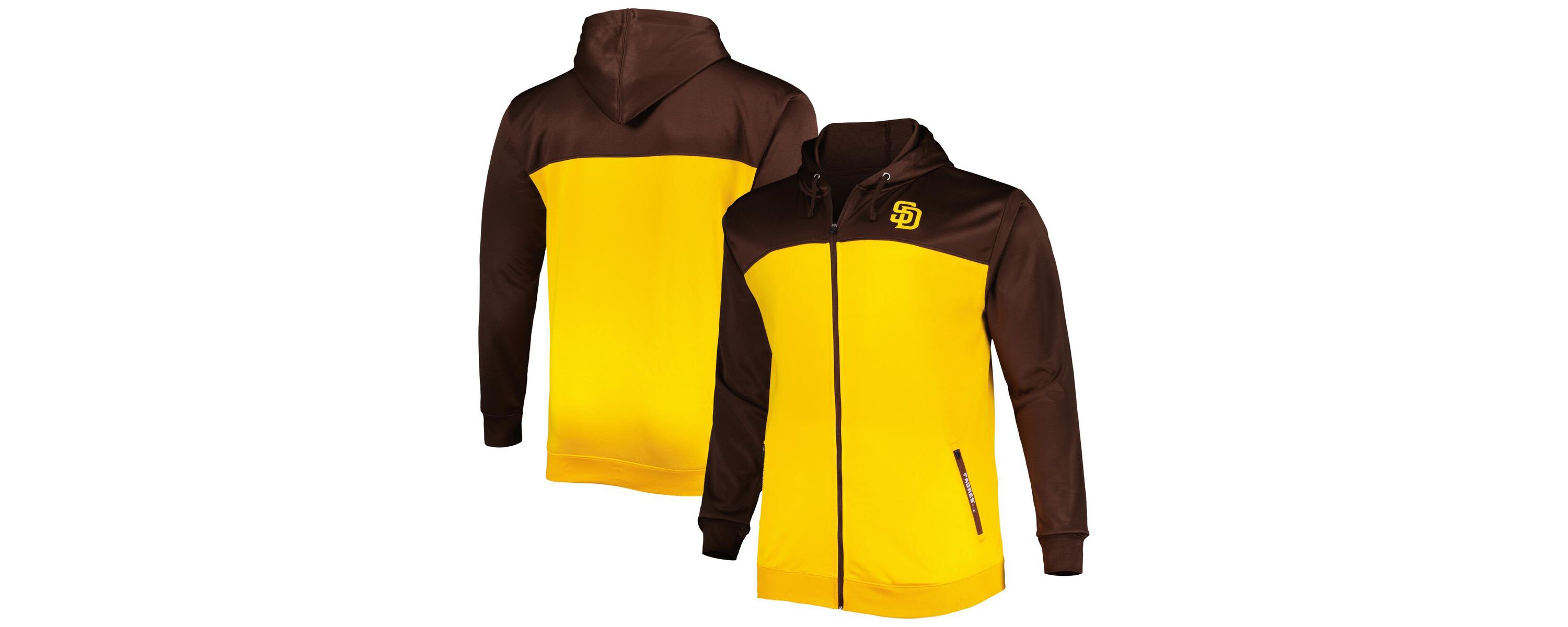 MLB Brown/Gold San Diego Padres Big & Tall Yoke Full-Zip Hoodie
