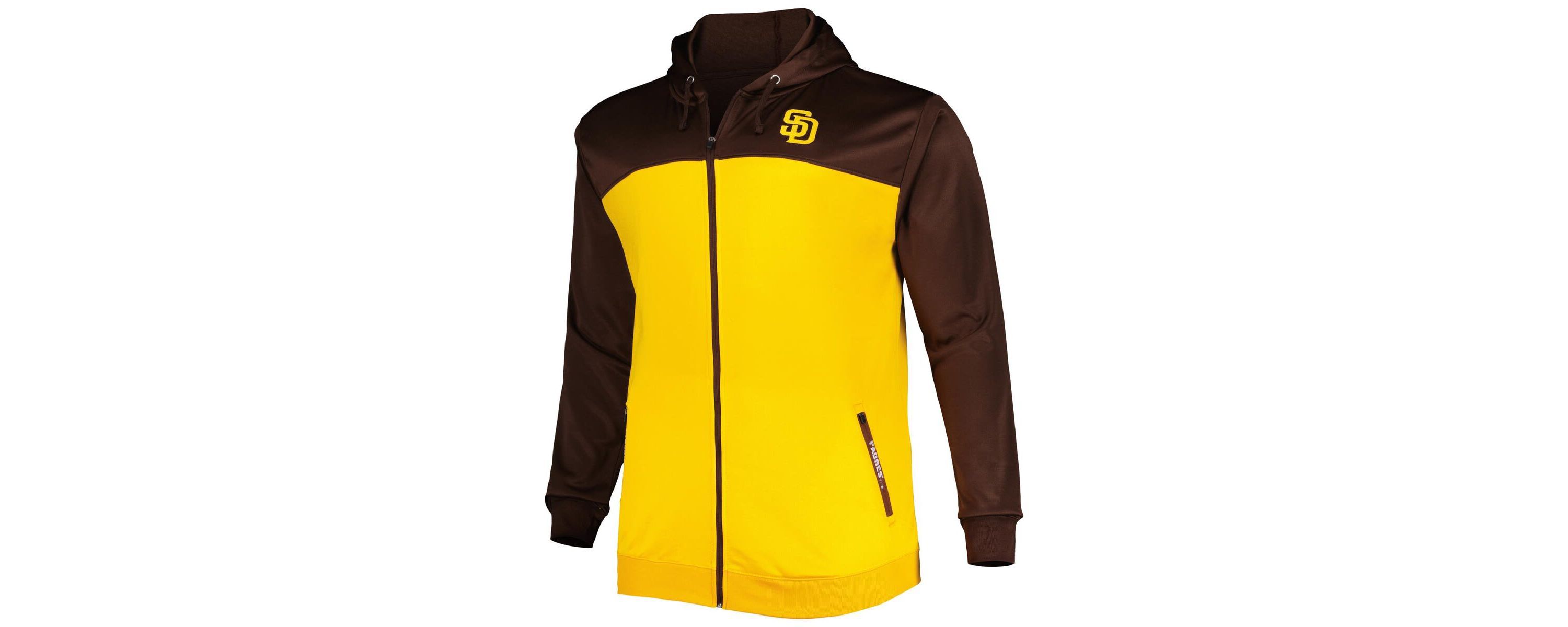 MLB Brown/Gold San Diego Padres Big & Tall Yoke Full-Zip Hoodie