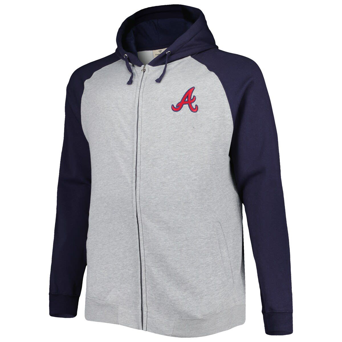 MLB Atlanta Braves Big & Tall Raglan Hoodie Full-Zip Sweatshirt