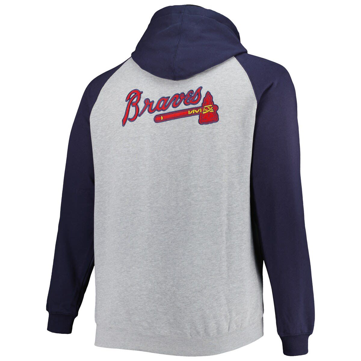MLB Atlanta Braves Big & Tall Raglan Hoodie Full-Zip Sweatshirt