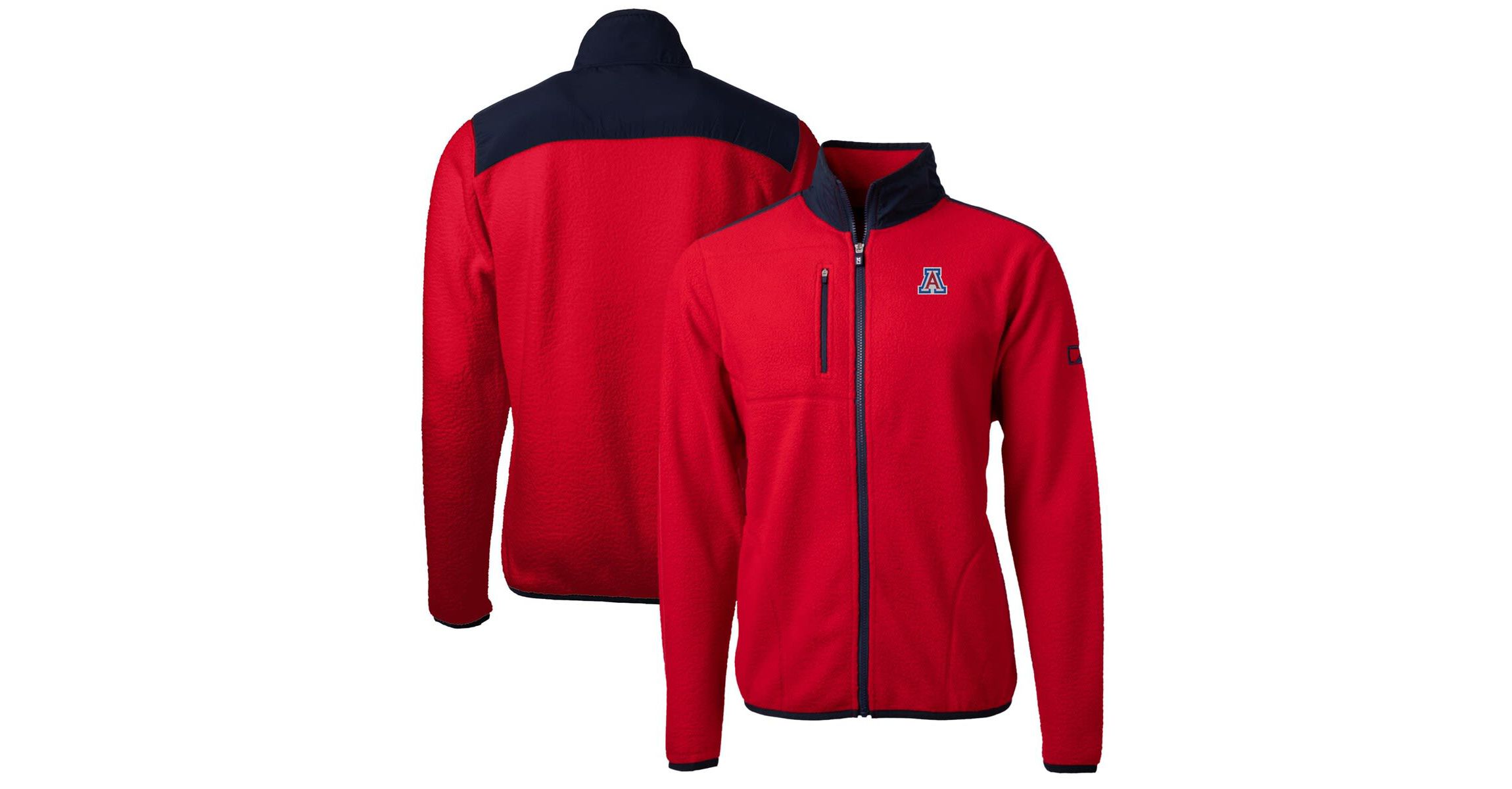 NCAA Red/Navy Arizona Wildcats Big & Tall Cascade Eco Sherpa Fleece Full-Zip Jacket
