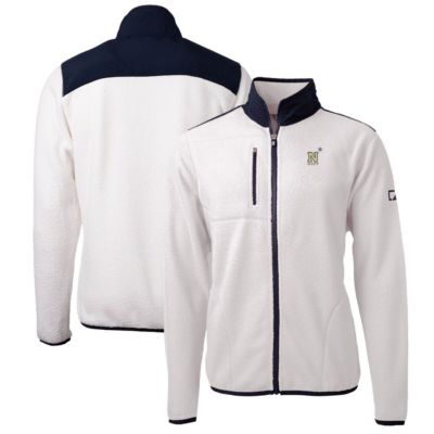 NCAA White/Navy Midshipmen Big & Tall Cascade Eco Sherpa Fleece Full-Zip Jacket