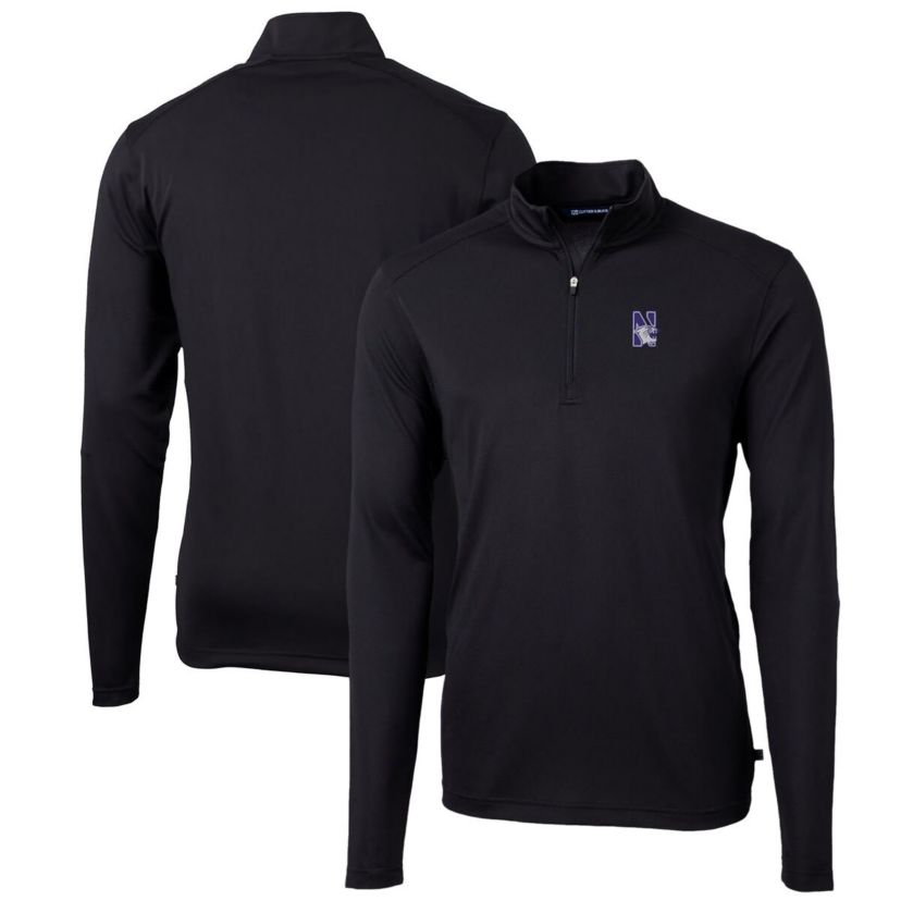 NCAA Northwestern Wildcats Big & Tall Virtue Eco Pique Recycled Quarter-Zip Pullover Top