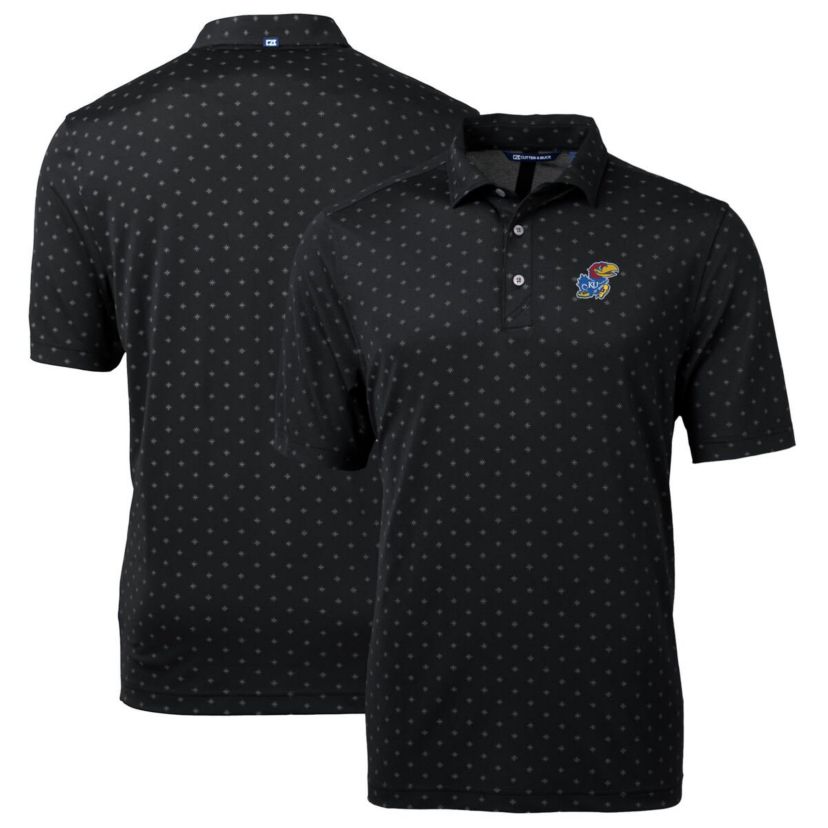 NCAA Kansas Jayhawks Big & Tall Virtue Eco Pique Tile Print Recycled Polo