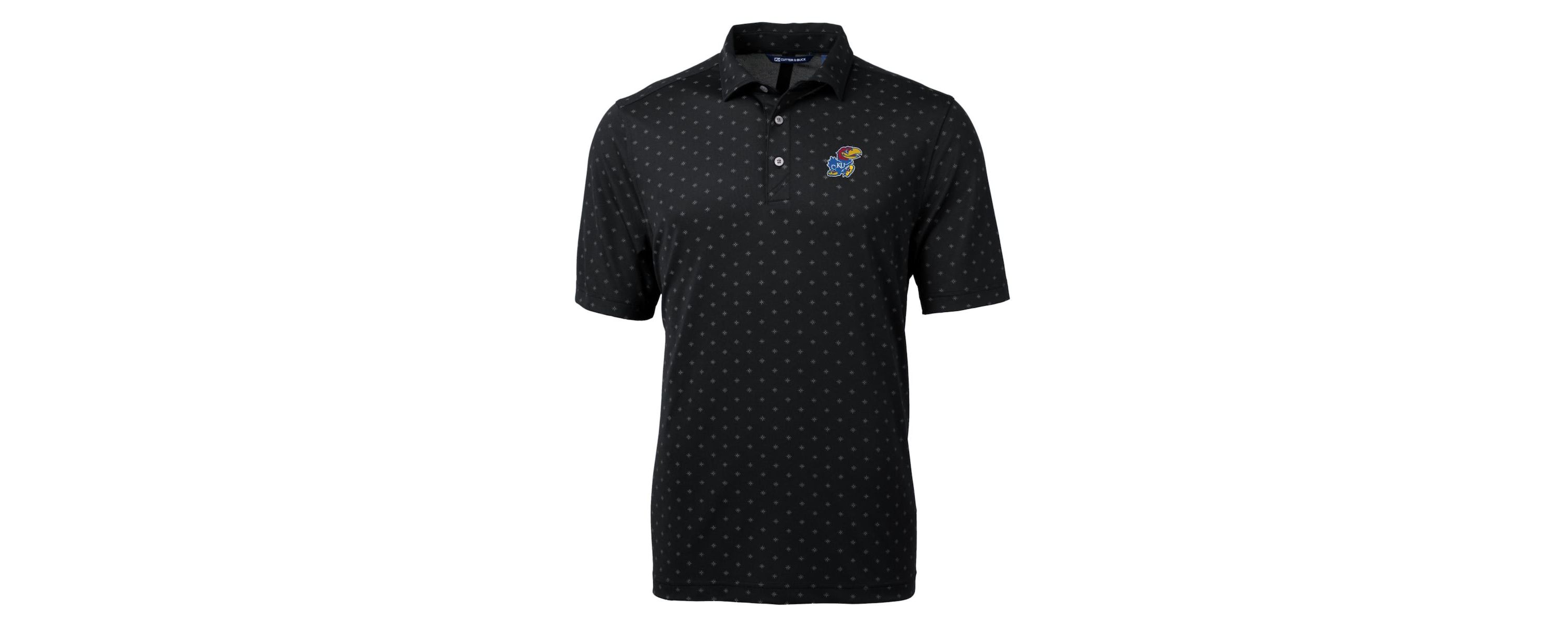 NCAA Kansas Jayhawks Big & Tall Virtue Eco Pique Tile Print Recycled Polo