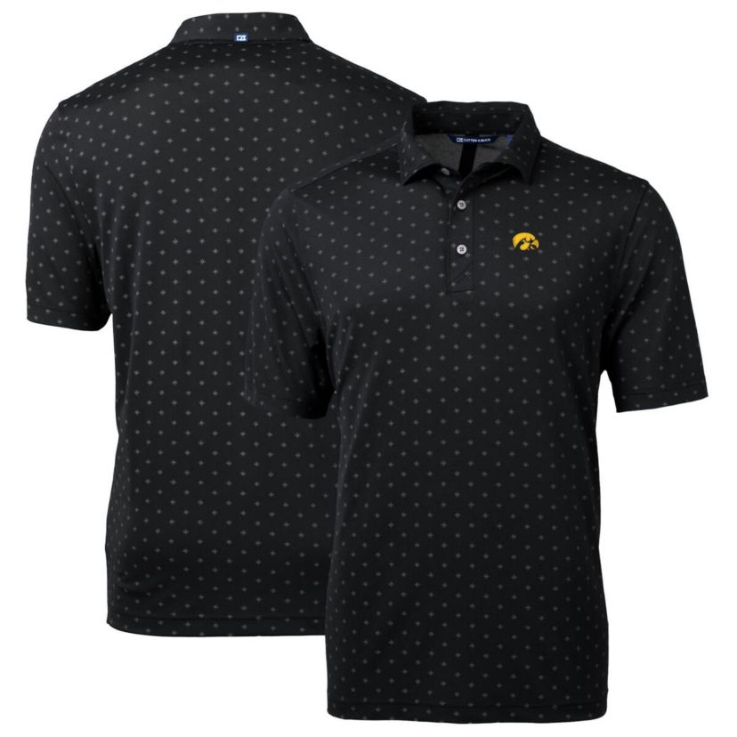 NCAA Iowa Hawkeyes Big & Tall Virtue Eco Pique Tile Print Recycled Polo
