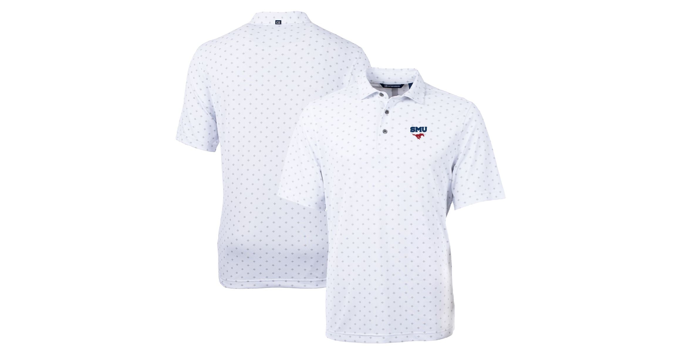 NCAA SMU Mustangs Big & Tall Virtue Eco Pique Tile Print Recycled Polo