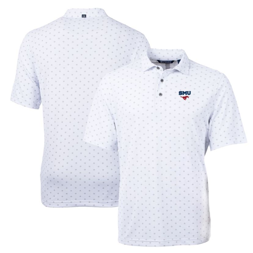 NCAA SMU Mustangs Big & Tall Virtue Eco Pique Tile Print Recycled Polo