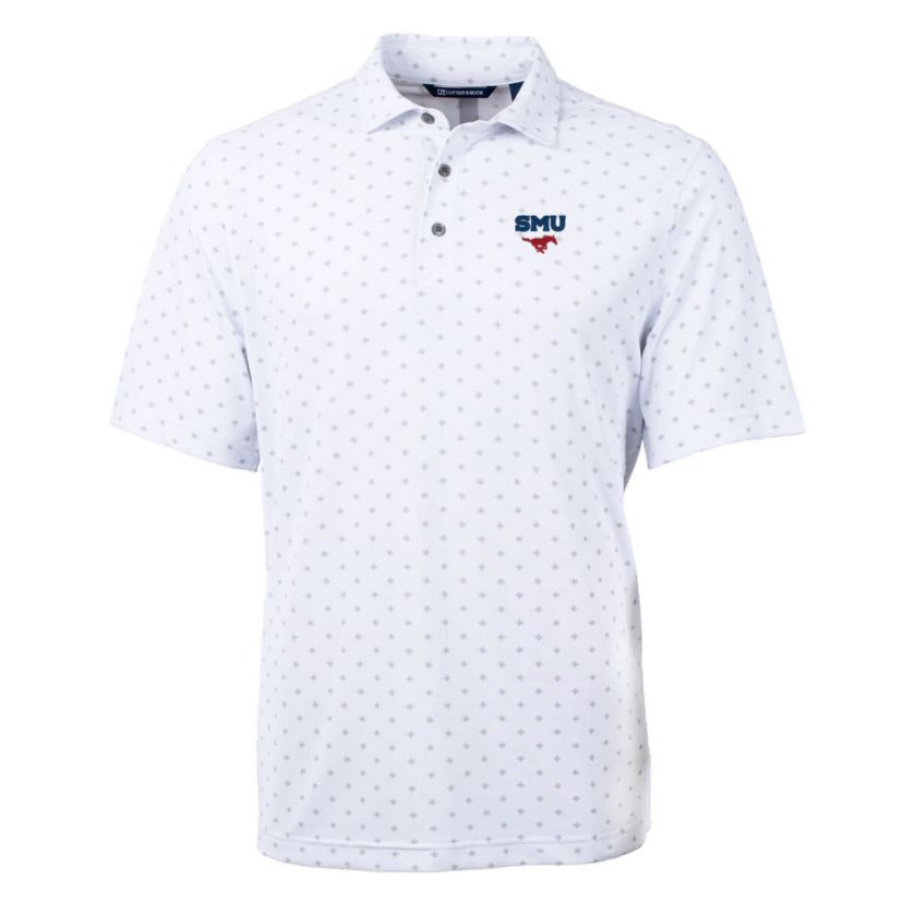 NCAA SMU Mustangs Big & Tall Virtue Eco Pique Tile Print Recycled Polo