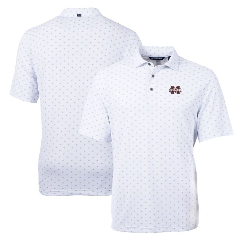 NCAA Mississippi State Bulldogs Big & Tall Virtue Eco Pique Tile Print Recycled Polo