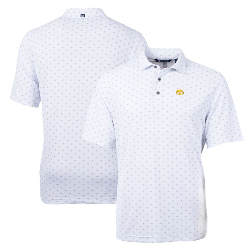 NCAA Iowa Hawkeyes Big & Tall Virtue Eco Pique Tile Print Recycled Polo