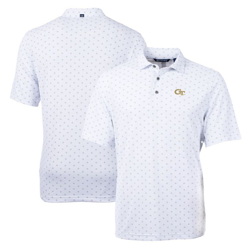 Georgia Tech Yellow Jackets NCAA Georgia Tech Jackets Big & Tall Virtue Eco Pique Tile Print Recycled Polo