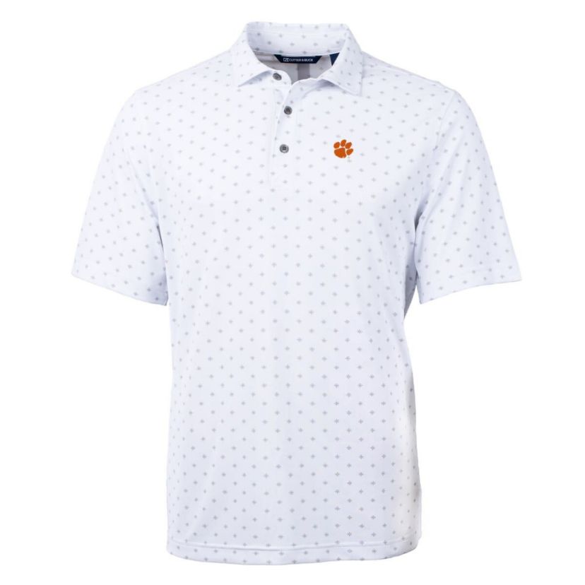 NCAA Clemson Tigers Big & Tall Virtue Eco Pique Tile Print Recycled Polo