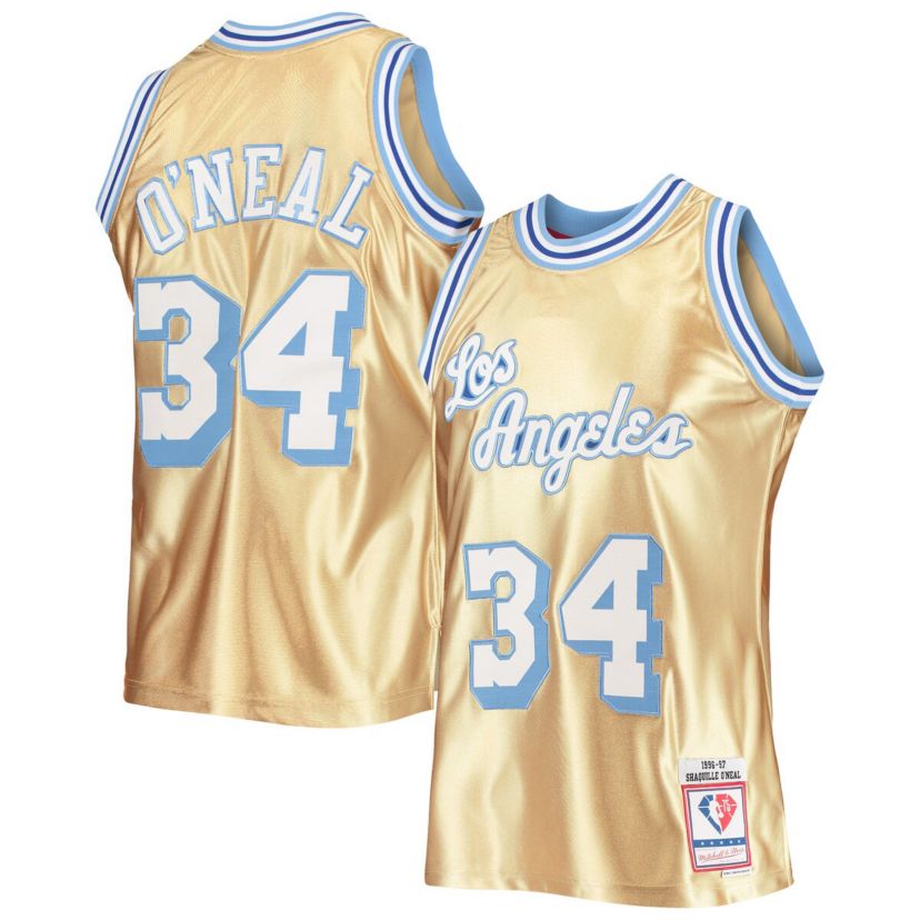 NBA Shaquille ONeal Los Angeles Lakers 75th Anniversary 1996/97 Hardwood Classics Swingman Jersey