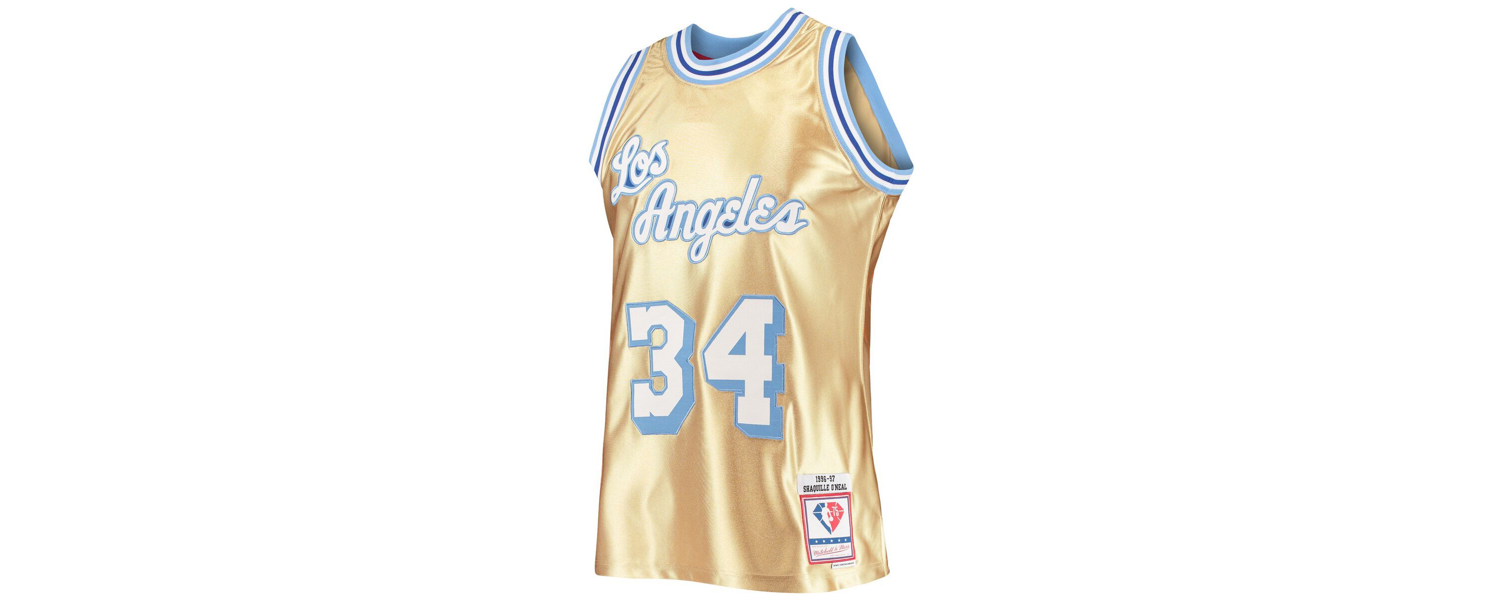 NBA Shaquille ONeal Los Angeles Lakers 75th Anniversary 1996/97 Hardwood Classics Swingman Jersey