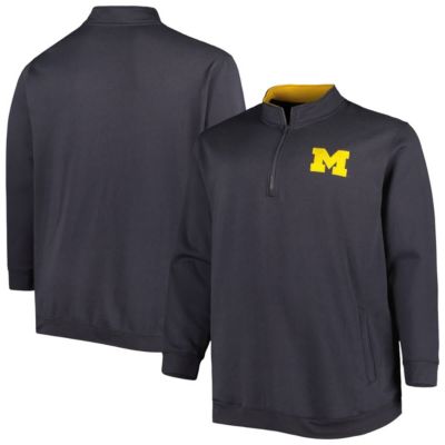 Colosseum Men's NCAA Michigan Wolverines Big & Tall Tortugas Logo Quarter-Zip Sweatshirt, Grey, 3XL Big