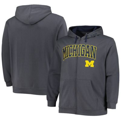 Colosseum Men's NCAA Michigan Wolverines Big & Tall Team Full-Zip Hoodie, Grey, 2XL Big
