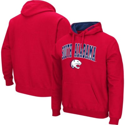 Colosseum Men's NCAA South Alabama Jaguars Arch & Logo 3.0 Pullover Hoodie, Red, Medium