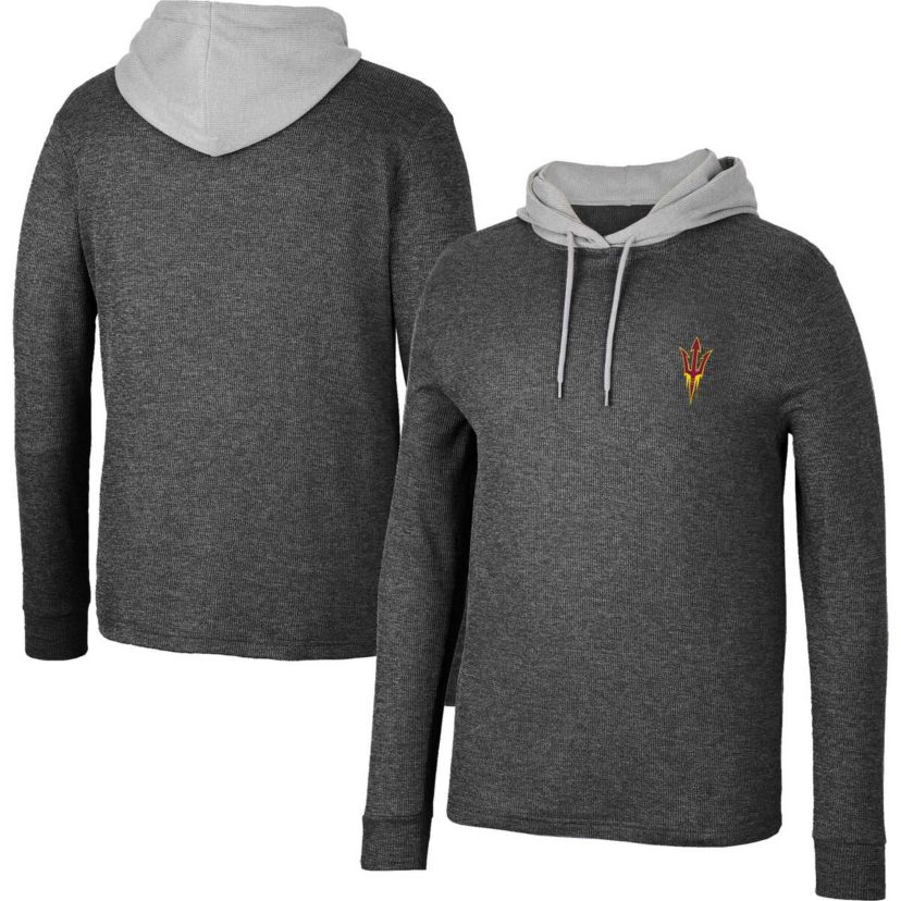 NCAA Arizona State Sun Devils Ballot Waffle-Knit Thermal Long Sleeve Hoodie T-Shirt