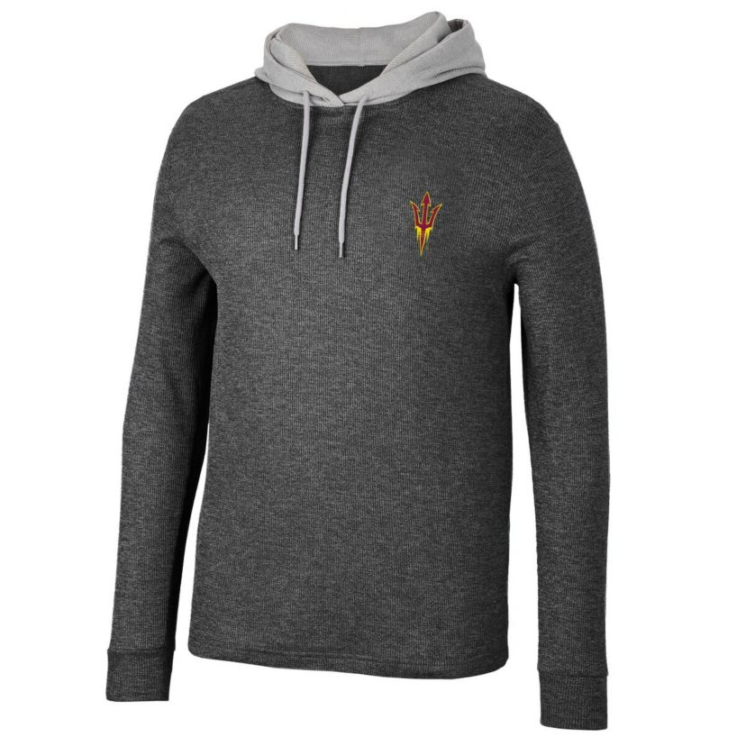 NCAA Arizona State Sun Devils Ballot Waffle-Knit Thermal Long Sleeve Hoodie T-Shirt
