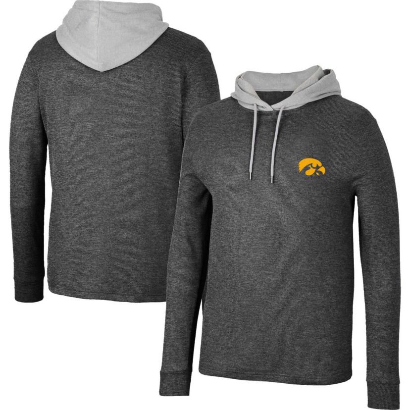 NCAA Iowa Hawkeyes Ballot Waffle-Knit Thermal Long Sleeve Hoodie T-Shirt