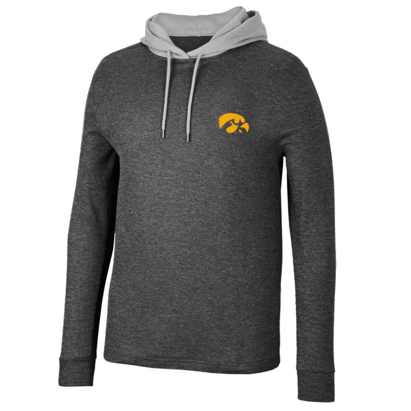 NCAA Iowa Hawkeyes Ballot Waffle-Knit Thermal Long Sleeve Hoodie T-Shirt