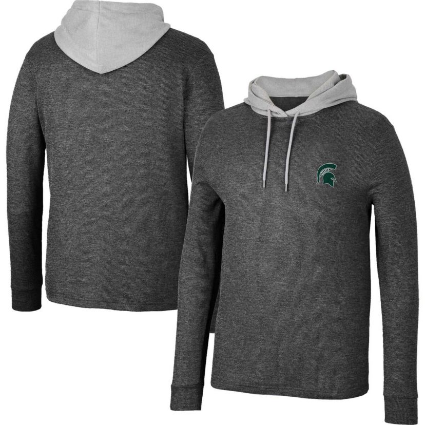 NCAA Michigan State Spartans Ballot Waffle-Knit Thermal Long Sleeve Hoodie T-Shirt