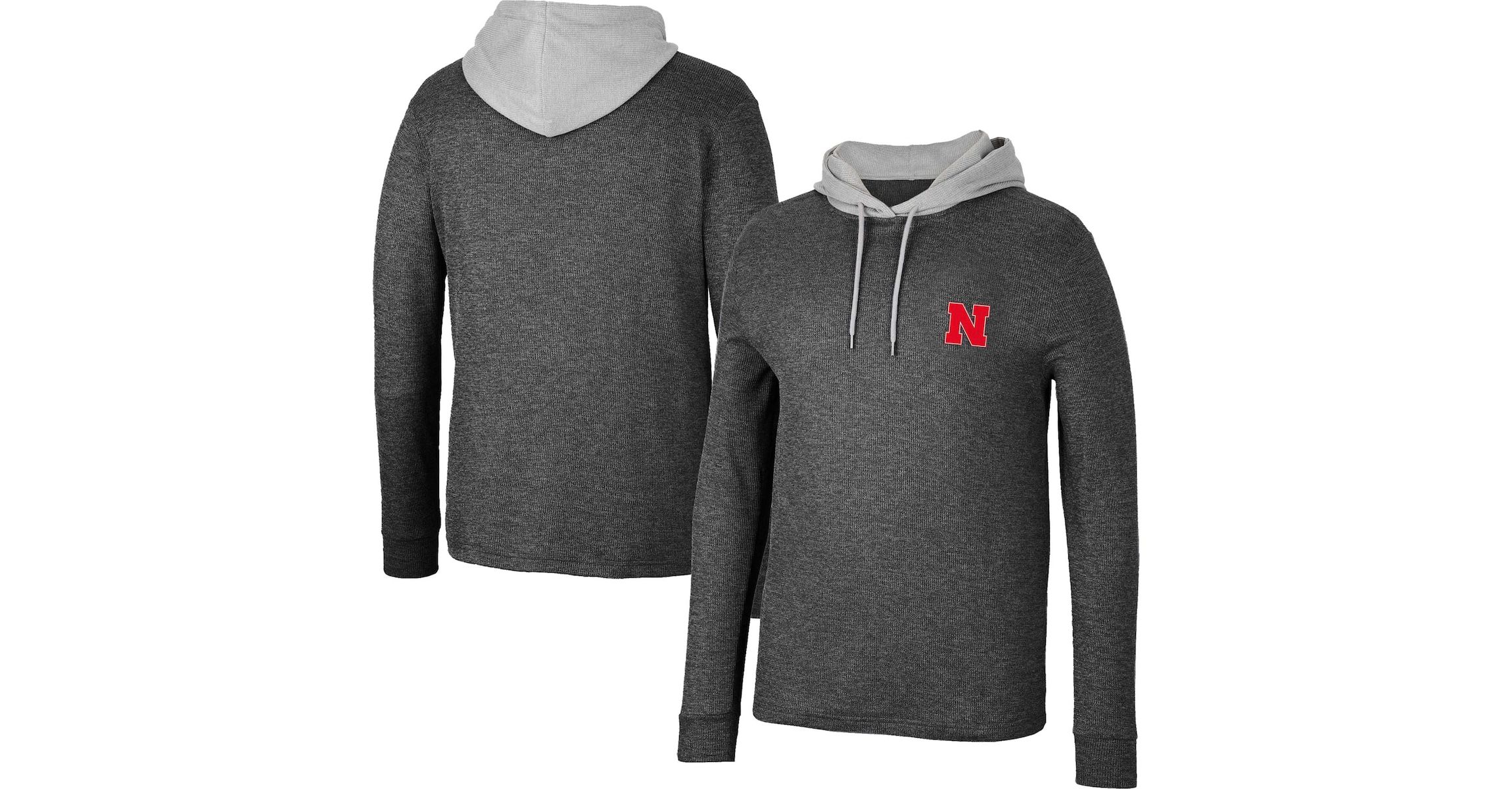 NCAA Nebraska Huskers Ballot Waffle-Knit Thermal Long Sleeve Hoodie T-Shirt