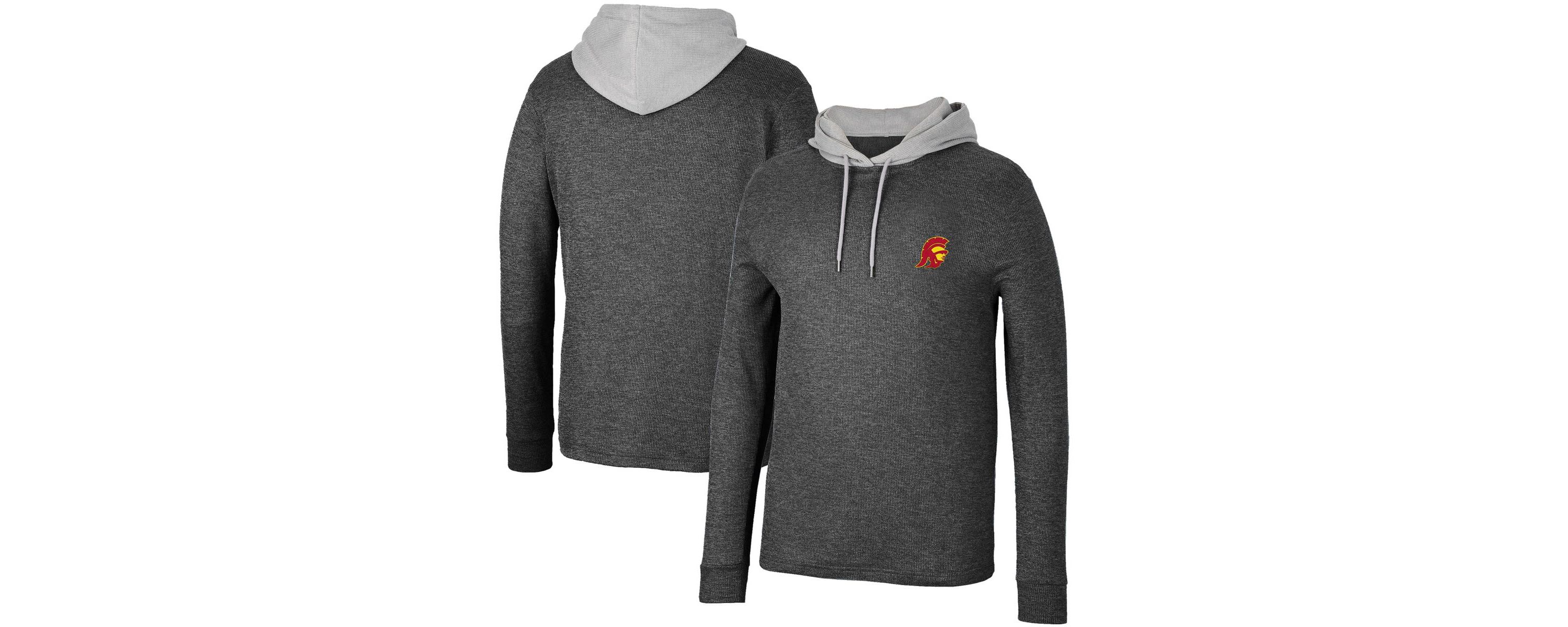 NCAA USC Trojans Ballot Waffle-Knit Thermal Long Sleeve Hoodie T-Shirt